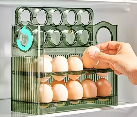 Organizador de Huevos Deslizante para Nevera (3 Niveles)